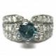 On Hold for Theresa - Vintage 14K 1.45 Carat Blue White Diamond Engagement Ring Size 5.5