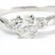 Vintage .83 carat Old European diamond platinum engagement ring. Circa 1950.