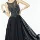 Black/Gunmetal Beaded Open Back Gown by Alyce Black Label - Color Your Classy Wardrobe