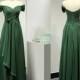 Off the Shoulder Short Sleeves Sweetheart Chiffon Dark Green Long Bridesmaid Dress with Handmade Flower Elegant Evening Gown