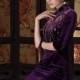 Beaded floral embroidered silk velvet purple cheongsam dress - Cntraditionalchineseclothing.com