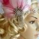 Rhinestone Flapper headband Pink,1920's flapper Headpiece, The Great Gatsby, rhinestones headband, vintage rhinestone brooch, silver black