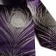 Peacock feather necktie. Eggplant purple men's tie. Antique brass screnprint. Microfiber tie. Your choice: standard or narrow size.