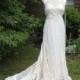 Hippie Lace Collage Wedding Gown with train and beaded neckline made to order