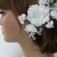 Bridal Lace Hair Comb, ivory 3D Floral Wedding Headpiece, Bridal Fascinator, lace Comb, Lace hair, Wedding Hair, Bridal Hair, Accessories