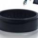 Black Silicone Wedding Ring/ Wedding Band for Women. Thin, Comfortable, Durable. Gift Bag and Silicone Keychain Included.