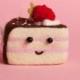 Cake with strawberry, needle felted cake, dessert with strawberry, smiling cake, woollen cake