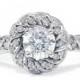 1.10CT Diamond Petite Engagement Ring 14K White Gold Size (4-10)