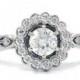 Petite .85CT Diamond Engagement Ring 14K White Gold Size (4-10)