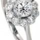 1.20CT Halo FIRE Diamond Engagement Ring 14K White Gold