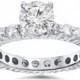 2.00CT Diamond Eternity Engagement Ring 14K White Gold