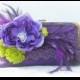 Purple Bridesmaid Clutches / Bridesmaid Gift / Prom Clutch / Mother of the Bride / Garden Wedding / Peacock Wedding
