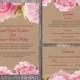 DIY Rustic Wedding Invitation Template Set Editable Word File Download Printable Pink Invitation Boho Wedding Invitation Peonies Invitation