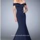 Navy La Femme 22149 - Mermaid Cap Sleeves Dress - Customize Your Prom Dress