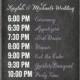 Print or canvas wedding timeline sign - wedding event sign - chalkboard and purple wedding decor - wedding program sign poster