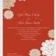 chinese wedding invitations set 婚禮喜帖  - DIY printable - asian red floral pattern flowers chrysanthemum, custom, birthday invite, reply card