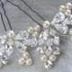 Crystal Diamante Pearl Bridal Hair Pin Leaf Floral Wedding Hair Accessories Bridesmaids Hair Clip Handmade Etsy UK