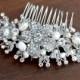 Bridal Crystal hair comb - wedding hair piece, Swarovski crystal and pearl hair comb- Vintage Glam / Garden wedding