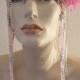 Pink Beaded Organza Flapper Gatsby Silver Sequin Crystal Bridal Headband Headpiece Wedding Party Costume