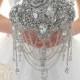 Silver BROOCH BOUQUET. Luxury cascading full jeweled stunning Gatsby broch bouqet, unique wedding bridal bouquet