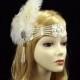 GATSBY Flapper Feather Headband, 1920s Flapper Headpiece, Roaring 20s Headpiece, bridal wedding headband, Art Deco Headband