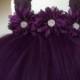 Plum Eggplant Flower Girl Satin Lace Tutu Dress, Wedding Dress, Baby Girl, Toddler, Girls
