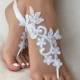 white lace barefoot sandals, FREE SHIP, beach wedding barefoot sandals, belly dance, lace shoes, bridesmaid gift, beach shoes