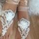 beach wedding barefoot sandals ivory lace barefoot sandals, FREE SHIP, belly dance, lace shoes, bridesmaid gift, beach shoes