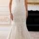 Stella York Elegant High Neck Sheath Wedding Dress With Lace Beading Style 6435