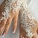 Free ship Wedding gloves ivory bridal gloves lace gloves fingerless gloves french lace gloves