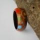 coloured pencil ring with makassar ebony band, custom, handmade