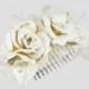 Rose hair flowers, Bridal headpiece in Ivory, cream or white, Floral hair accessory, Wedding hair flowers, Bridal hair comb hair adornments