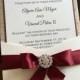Burgundy and gold leaf glitter pocket wedding invitation - elegant wedding invitation - Invitation suite - modern invitation - invitations
