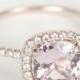 Certified Peach Pink Cushion Sapphire Diamond Halo Engagement Ring 14K Rose Gold