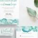 watercolor ombre wedding invites // blue green aqua watercolor // beach wedding // brush lettering // printable // custom invites