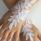 FREE SHIP White Wedding gloves bridal gloves lace gloves fingerless gloves french lace gloves,handmade