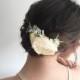 Winter Wedding Flower Comb- Bridal headpiece comb- Rustic wedding headpiece- Champagne Floral Comb- Ivory Peony Hair Accessory