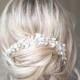 Silver Willow Vine- Silver leaf, Crystal and pearl wedding hairvine- wedding hair accessory, bridal vine, vintage, rustic, hairpiece, tiara