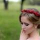 Red Flower Crown, Red Rose Headband,  Floral Crown, Rose Headpiece, Flower Girl Headpiece, Red Rose