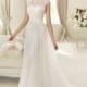 Charming Ball Gown Bateau Ruching Hand Made Flowers Sweep/Brush Train Tulle Wedding Dresses - Dressesular.com