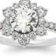 VVS 2.00CT Genuine Diamond Halo Engagement Ring 14K White Gold Vintage Antique Floral Style