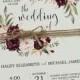 Marsala Wedding Invitation Suite, Burgundy Pink,  Bohemian Wedding Invite Set, Rustic Floral Wedding Invitation, Boho Chic wedding