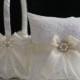 Ivory Wedding Basket  Lace Wedding Pillow  Cream Flower Girl Basket  Ivory Ring bearer Pillow  Beige Wedding Pillow Basket Set