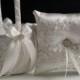 Ivory Wedding Pillow Basket Set, Lace Ring Bearer Pillow, Ivory Flower Girl Basket, Lace Ring Holder Lace Wedding Pillow Lace wedding basket