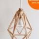 Industrial Vintage Suspension / Light / Shade / Pendant Light cage wooden 3D printed Diamond