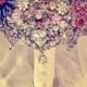 Purple Pink Wedding Brooch Bouquet. DEPOSIT on Pink Purple Gold Silver Jeweled Crystal Bling Diamond Bridal Bridesmaid Broach Bouquet