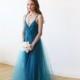 20% OFF Teal blue tulle maxi dress, Fairy tulle maxi dress , Bridesmaids straps maxi blue gown 1053