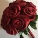 Red Satin rose bouquet/ Silk bouquet/ Bridesmaid bouquet/ Red rose wedding bouquet/ Satin rose bouquet