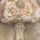 CUSTOM BROOCH BOUQUET, Rose Gold Brooch Bouquet, Deposit Only for this custom pink and Ivory Gold and Rose Gold Brooch Bouquet, Rose Gold
