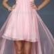 CHEAP HIGH LOW PEARL PINK TAILOR MADE EVENING PROM DRESS (LFNAF0064)